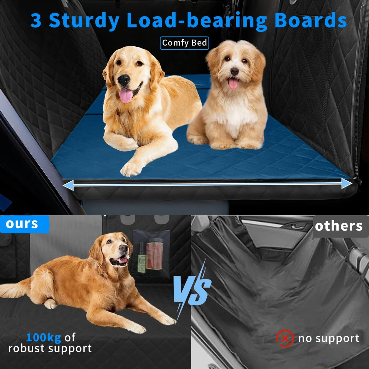 Bingopaw Waterproof Dog Car Seat Cover With Pockets And Hard Base