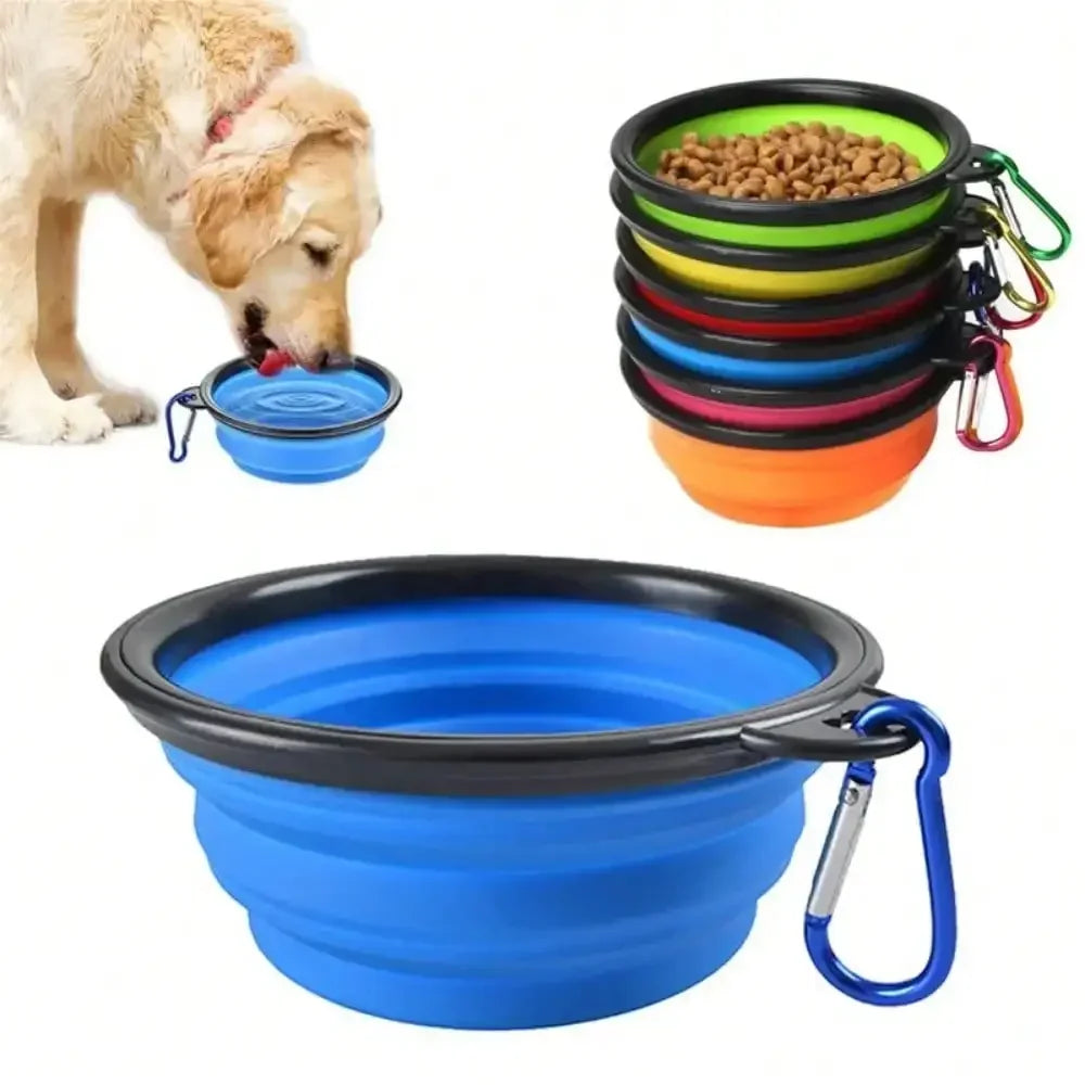 Portable Collapsible Pet Dining Bowl With Carabiner