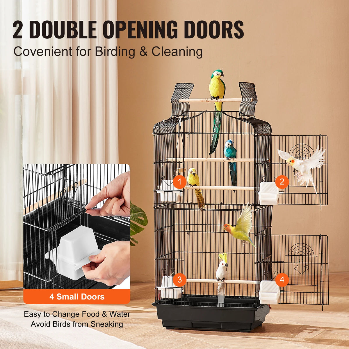 Open Top Large Parrot Bird Cage For Travel And Home