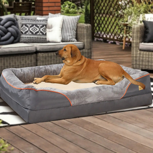 Bingopaw Orthopedic Dog Bed With Removable Cover And Cotton Bolster