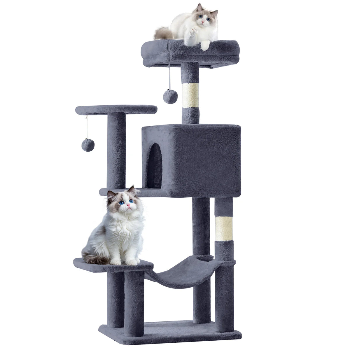 Mcq Grey Four Tier Cat Tree Tower With Sisal Posts