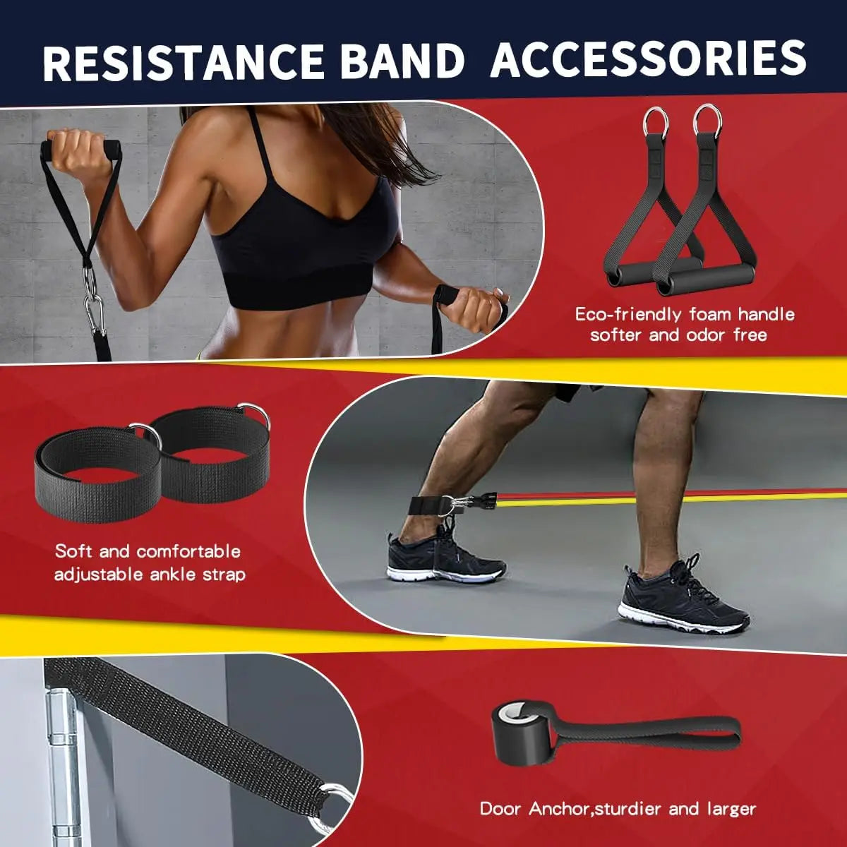Whatafit Resistance Bands With Handles Door Anchor and Ankle Straps