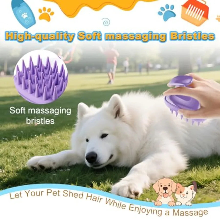 Silicone Dog Grooming Brush For Bath Massage And Daily Care