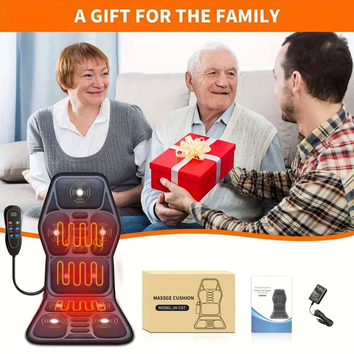 Ekmoey Massage Seat Cushion With Heat And Vibration Back Support