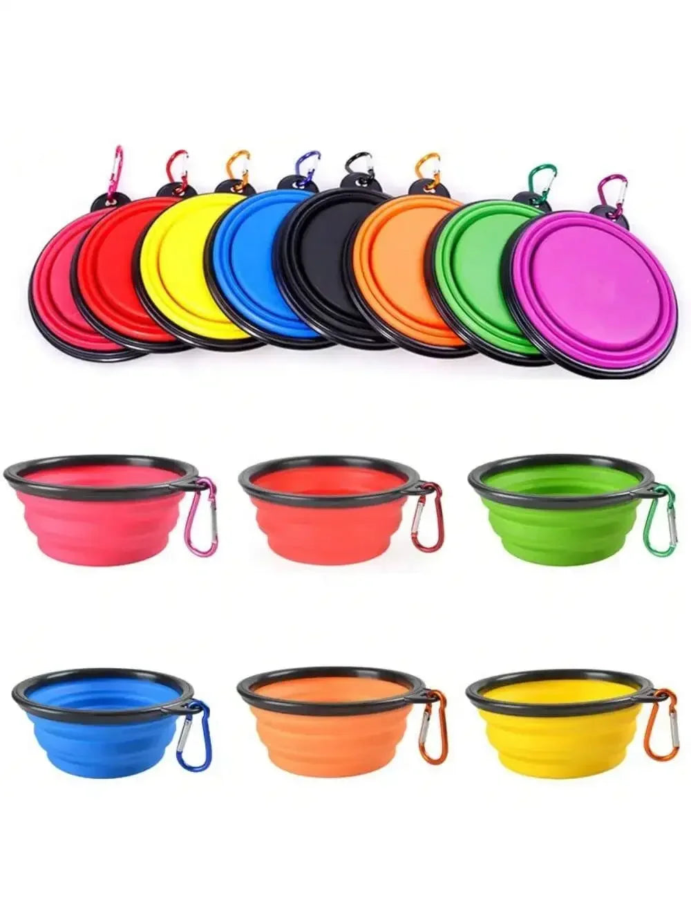 Portable Collapsible Pet Dining Bowl With Carabiner