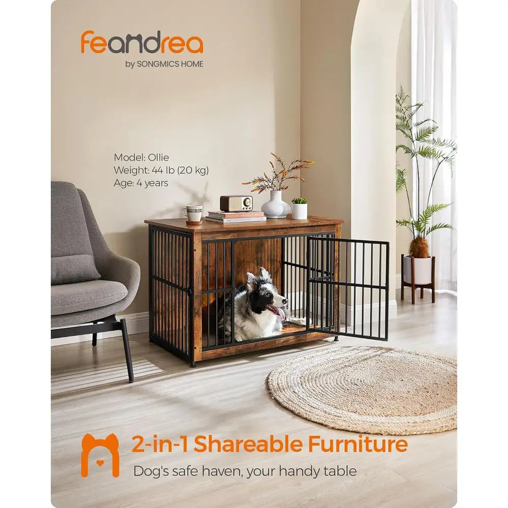 Heavy Duty Wooden Dog Crate With Built In Side Table