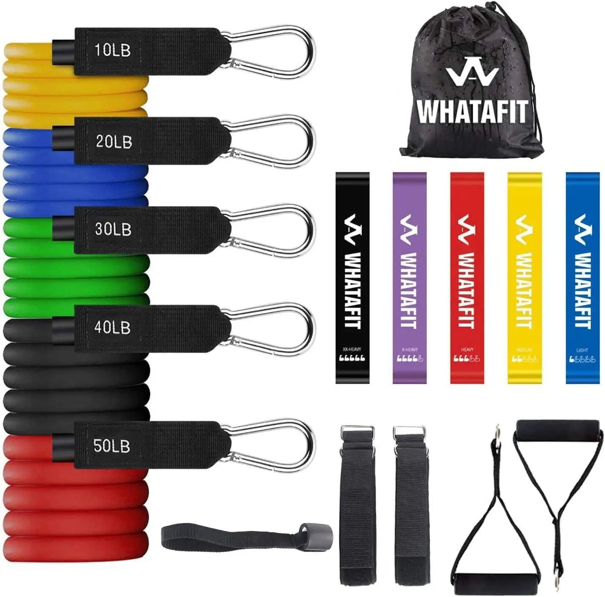 Whatafit Resistance Bands With Handles Door Anchor and Ankle Straps