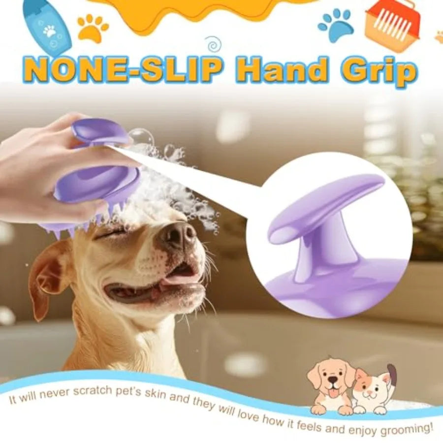 Silicone Dog Grooming Brush For Bath Massage And Daily Care
