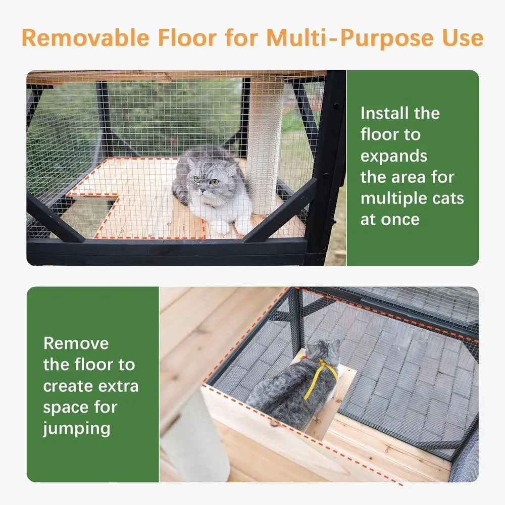 Tiered Outdoor Cat Catio With Removable Platforms And Weatherproof Roof