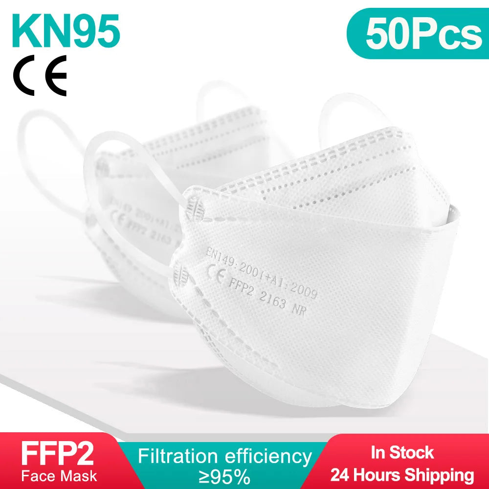 Adult KN95 Fish FFP2 Respirator Face Mask Four Layer Protection
