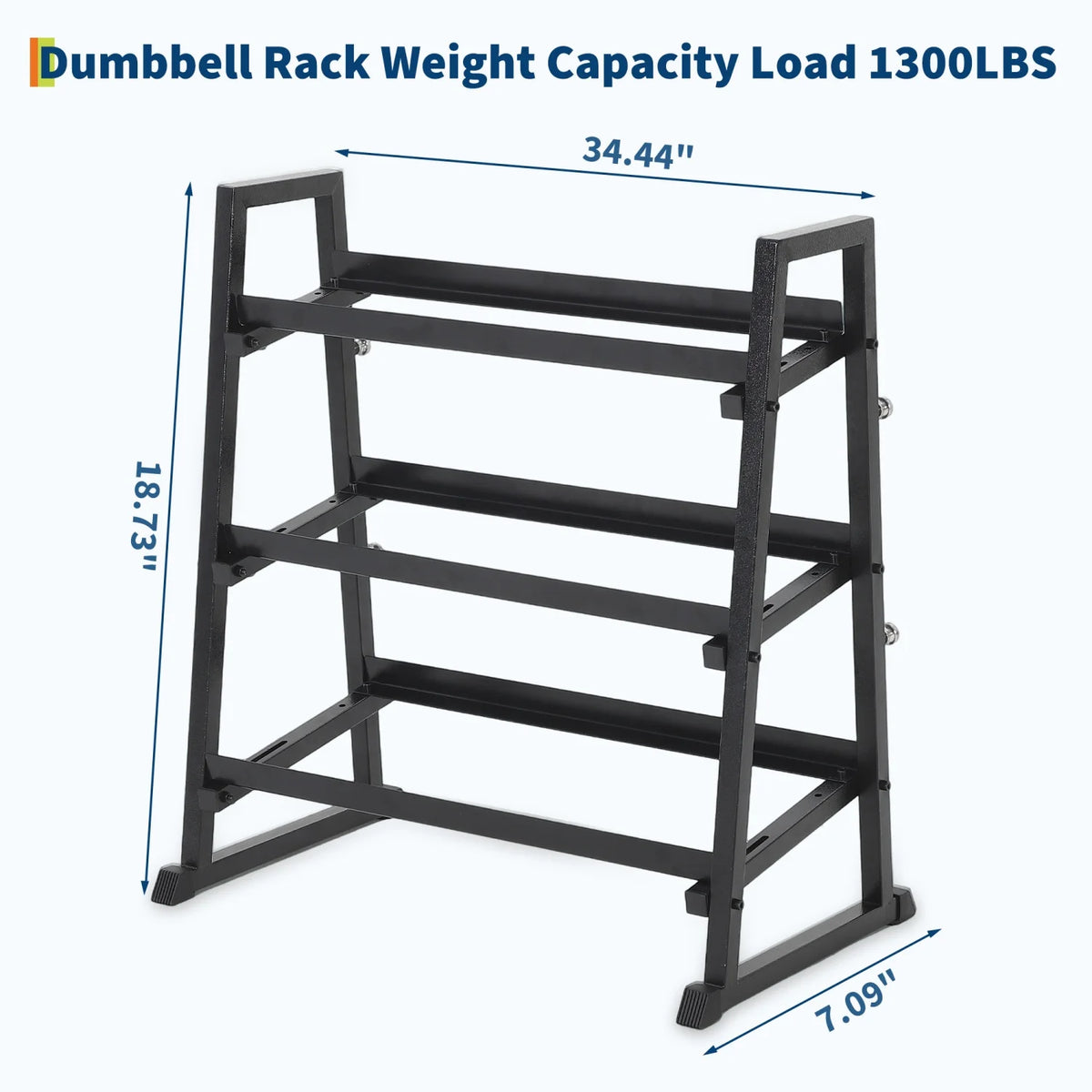 Heavy Duty Three Tier Dumbbell Rack For Home Gym Storage