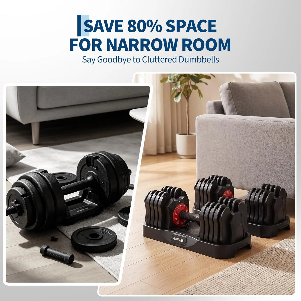 HiMISS Adjustable Dial Dumbbell With Storage Tray For Strength Training
