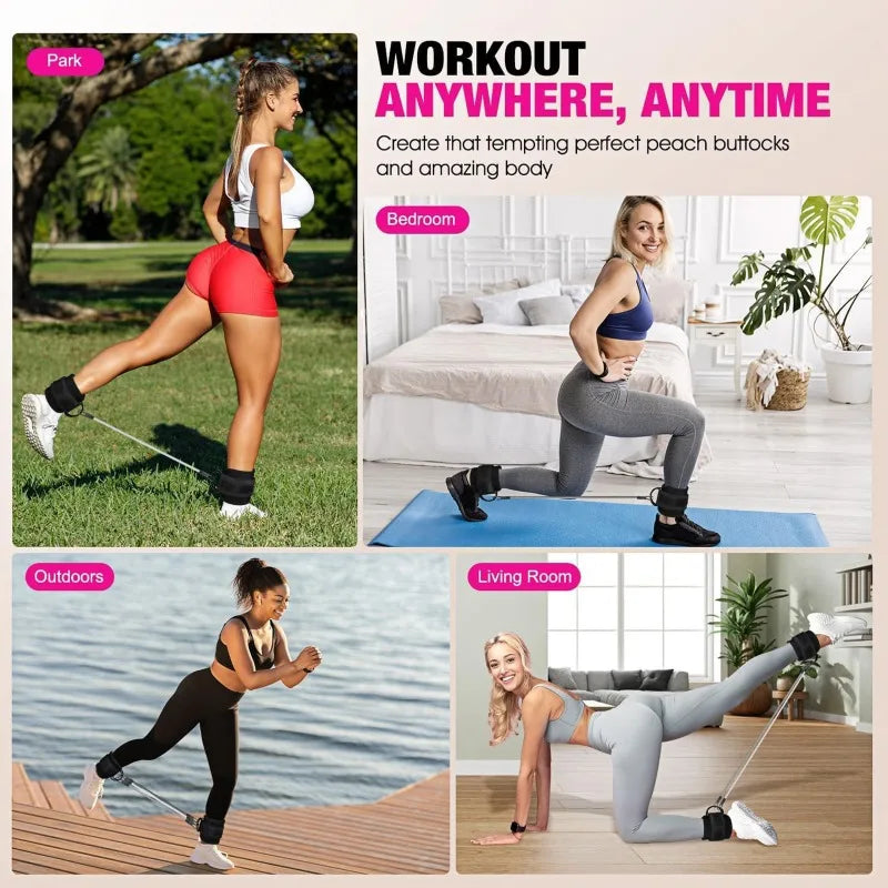 Ankle Resistance Bands Secure Cuffs for Leg and Glute Workouts