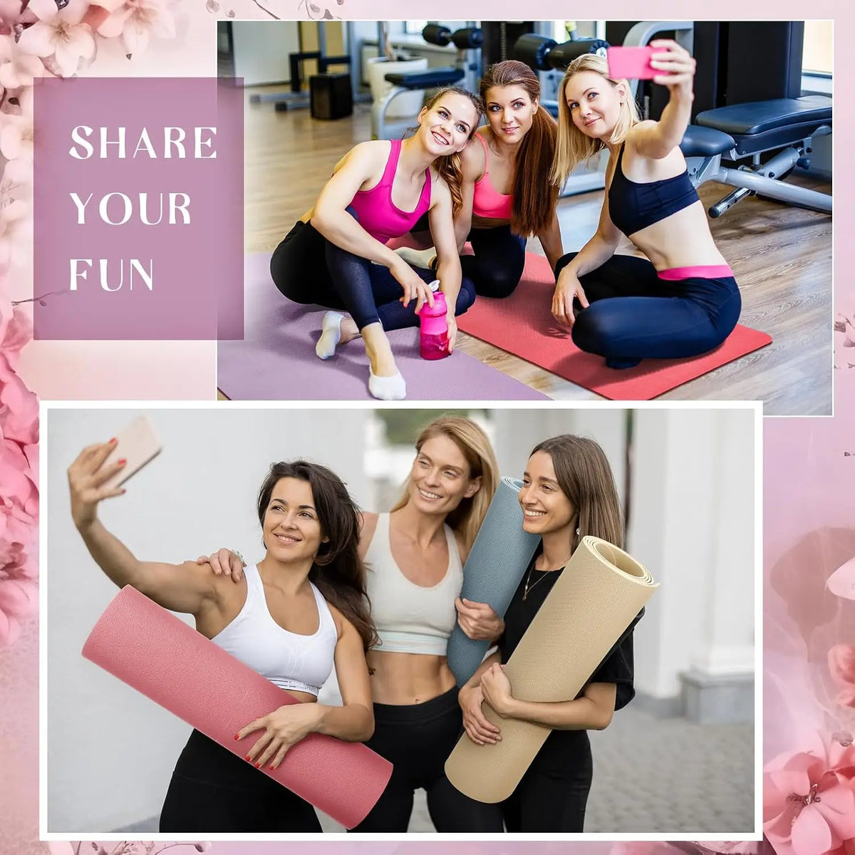 6 Pack Non Slip Yoga Mats For Home Gym Fitness Training