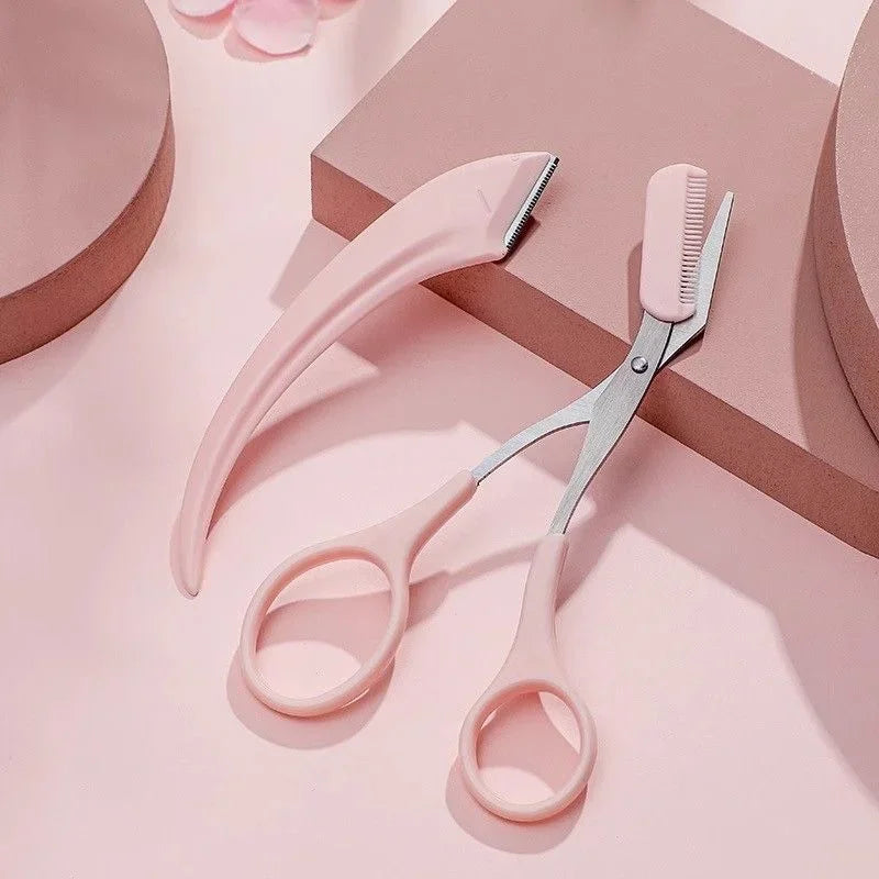 Eyebrow Grooming Kit With Curved Razor Scissors And Comb for Easy Care