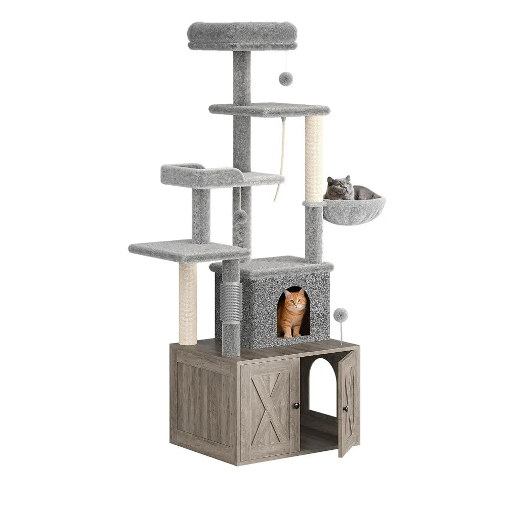 Modern 3 In 1 Cat Tree With Hidden Litter Box