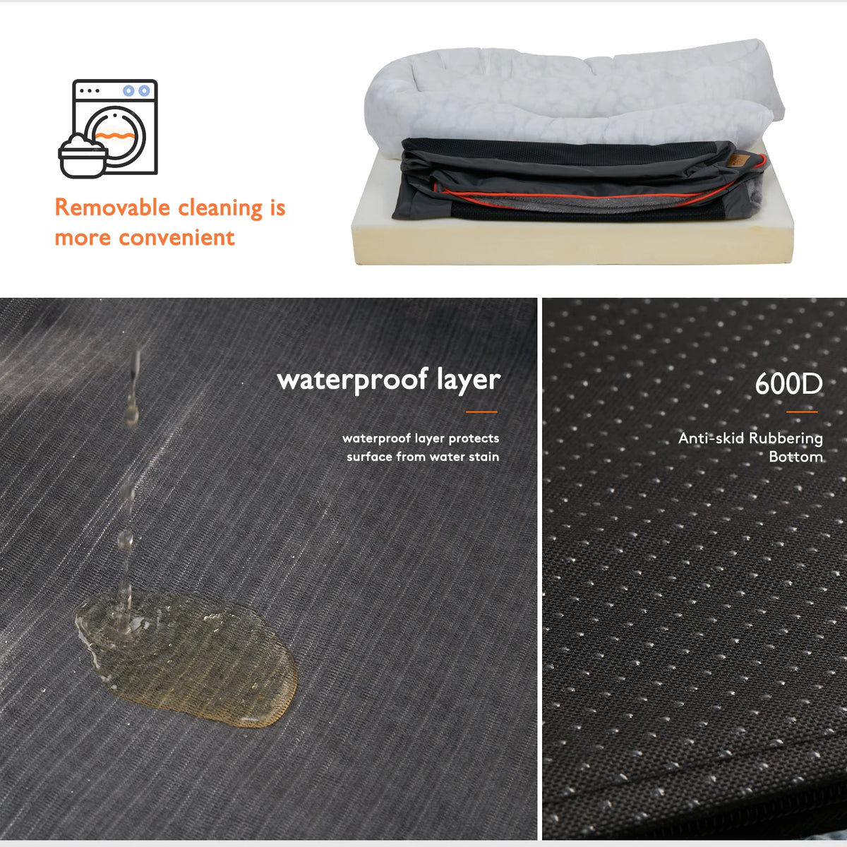 Bingopaw Large Dog Bed Soft Fleece Removable Wash Cover