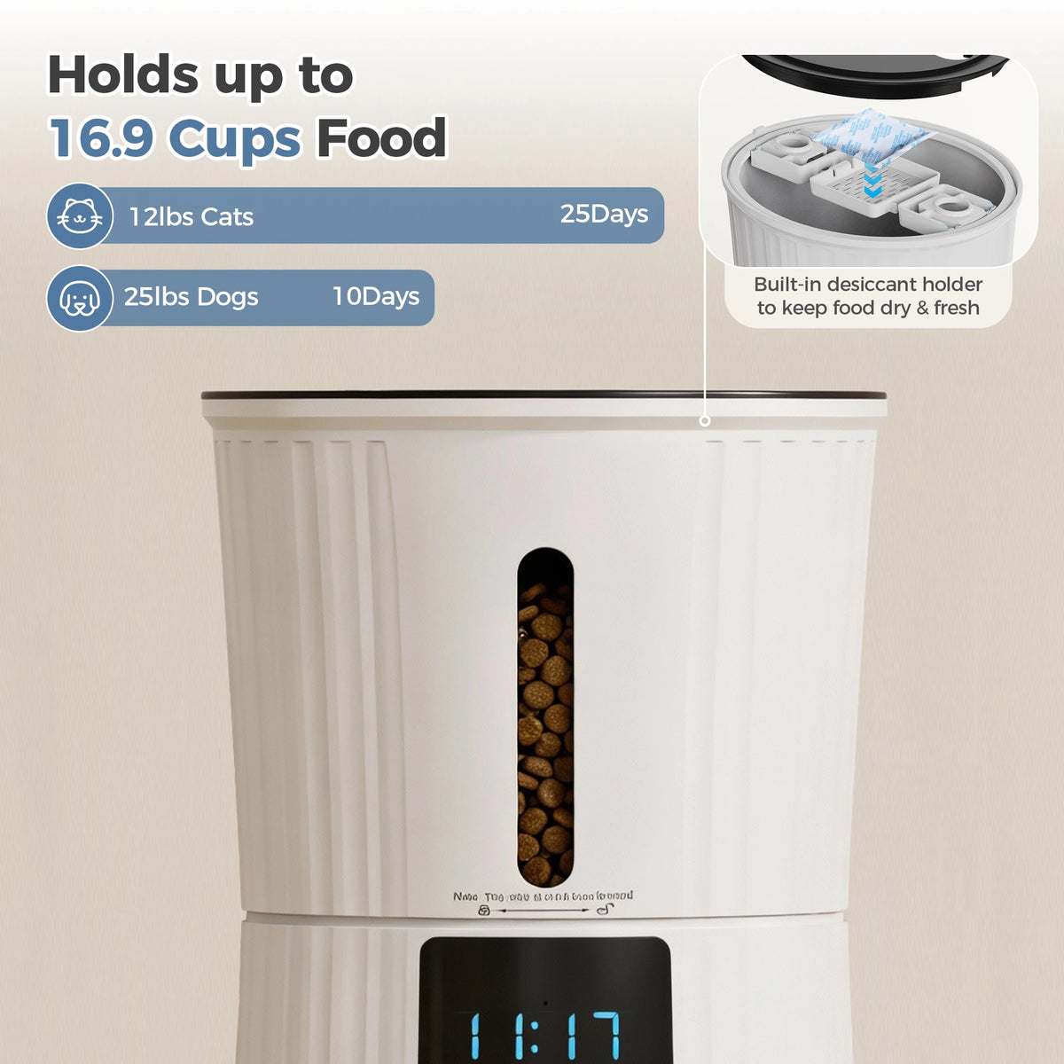 JHK WiFi Automatic Cat Feeder With App Control Dual Power