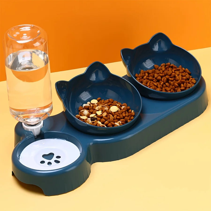 Gravity Pet Food And Water Bowl Set For Neck Protection