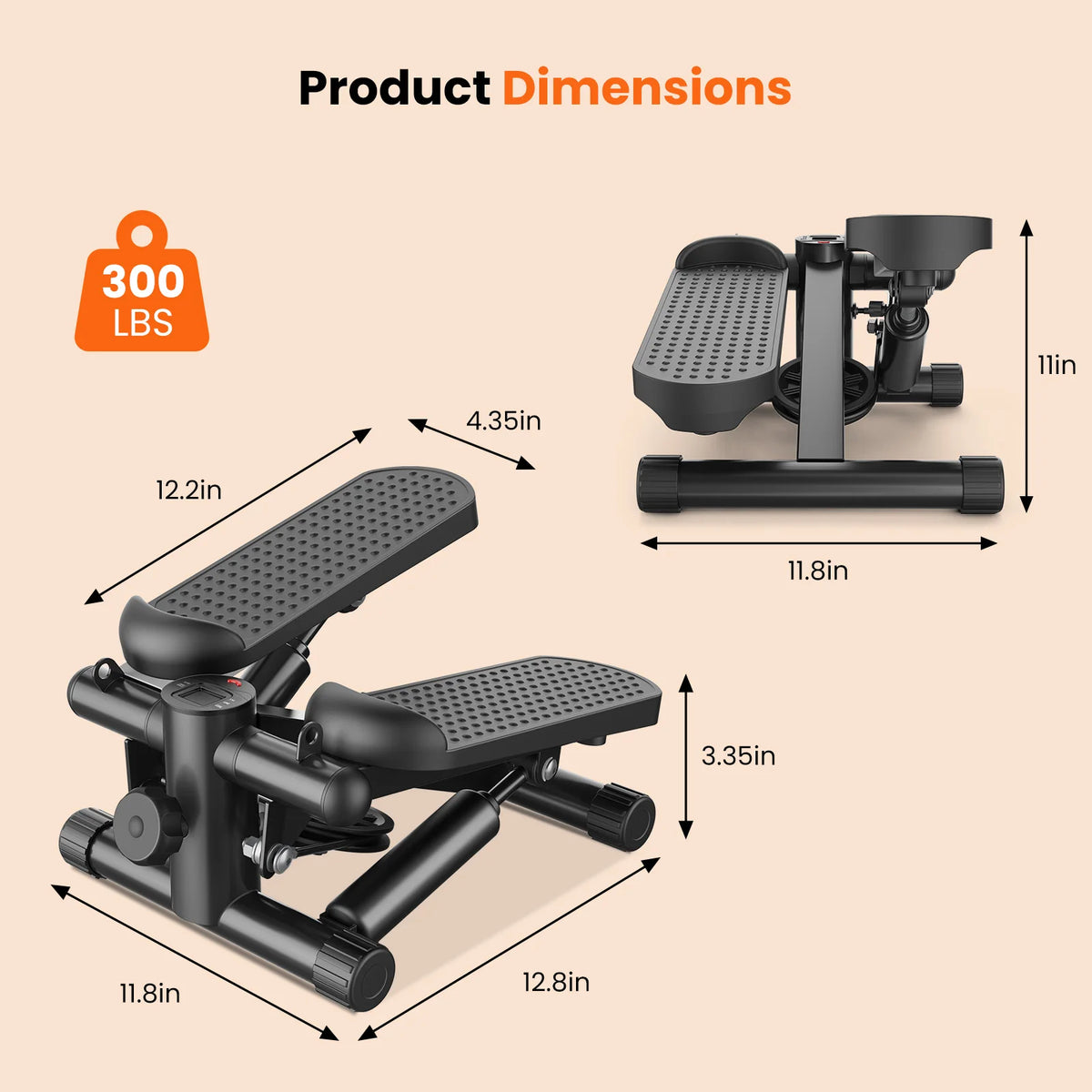 Mini Stepper With Resistance Bands For Home Cardio Workouts