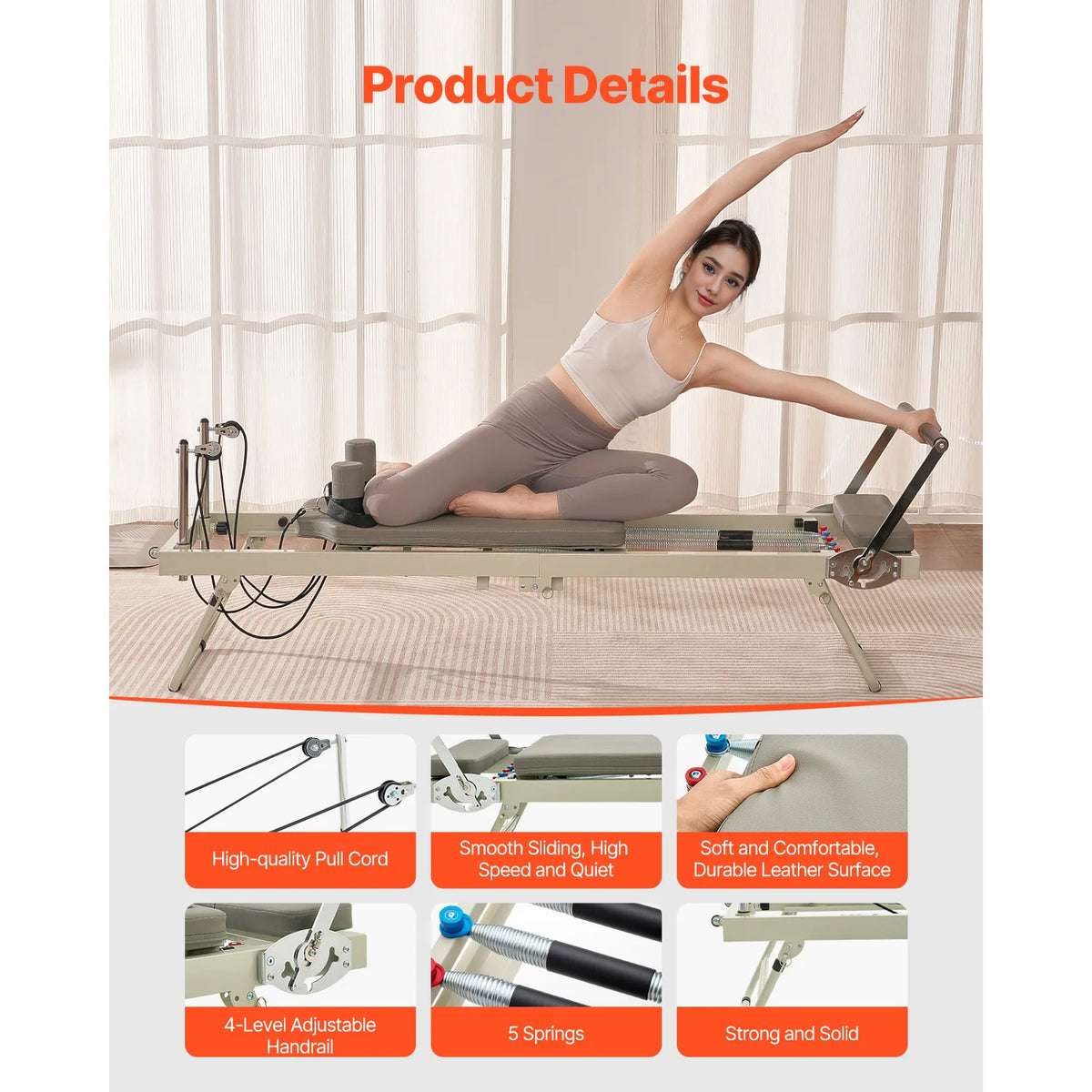SucceBuy Foldable Pilates Reformer Machine With Dual Resistance