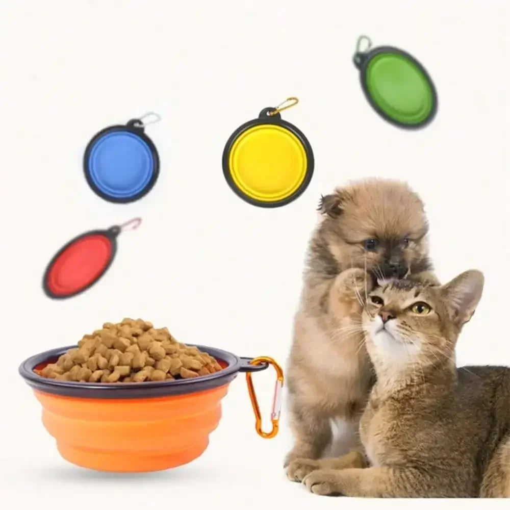 Portable Collapsible Pet Dining Bowl With Carabiner