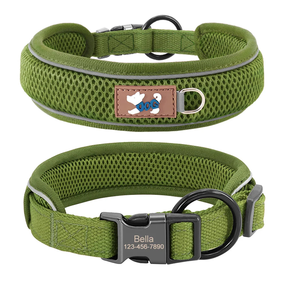 Premium Personalized Reflective Mesh Breathable Dog Collar
