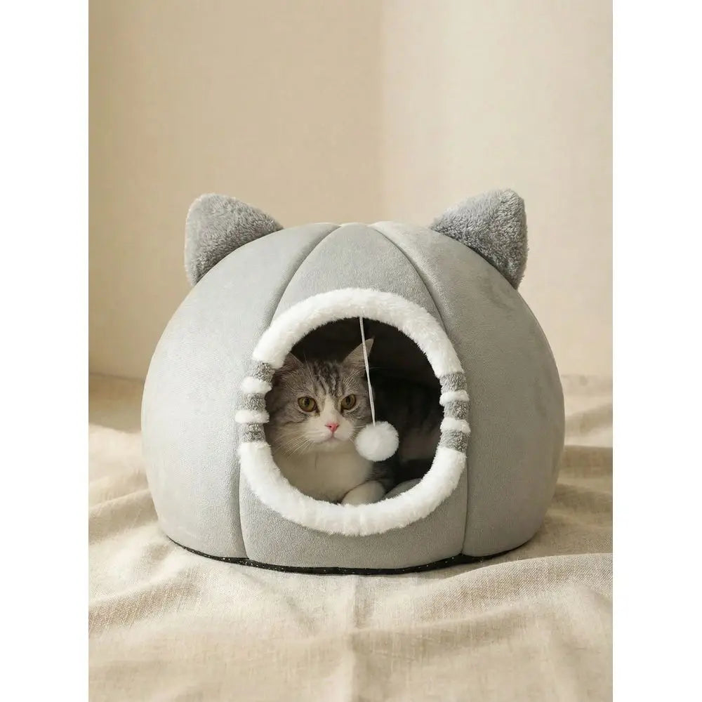 Washable Cat Bed for Indoor Cats with Anti Slip Base