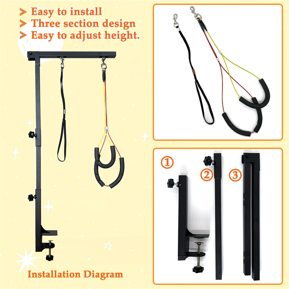 Adjustable Dog Grooming Table Arm With Haunch Holders For Small Medium Dogs Cats