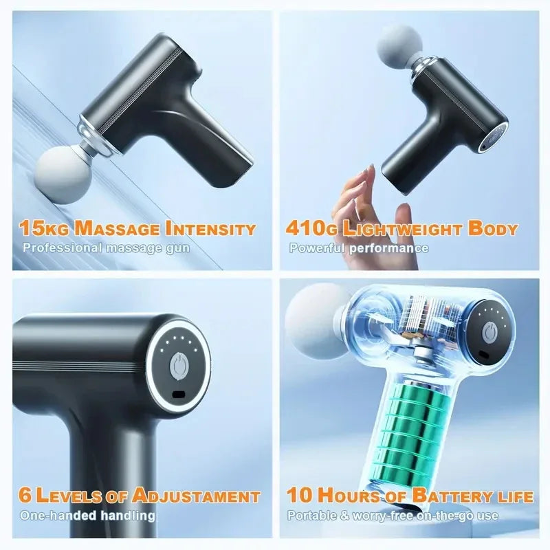 Portable Electric Fascia Massage Gun With 4 Interchangeable Heads