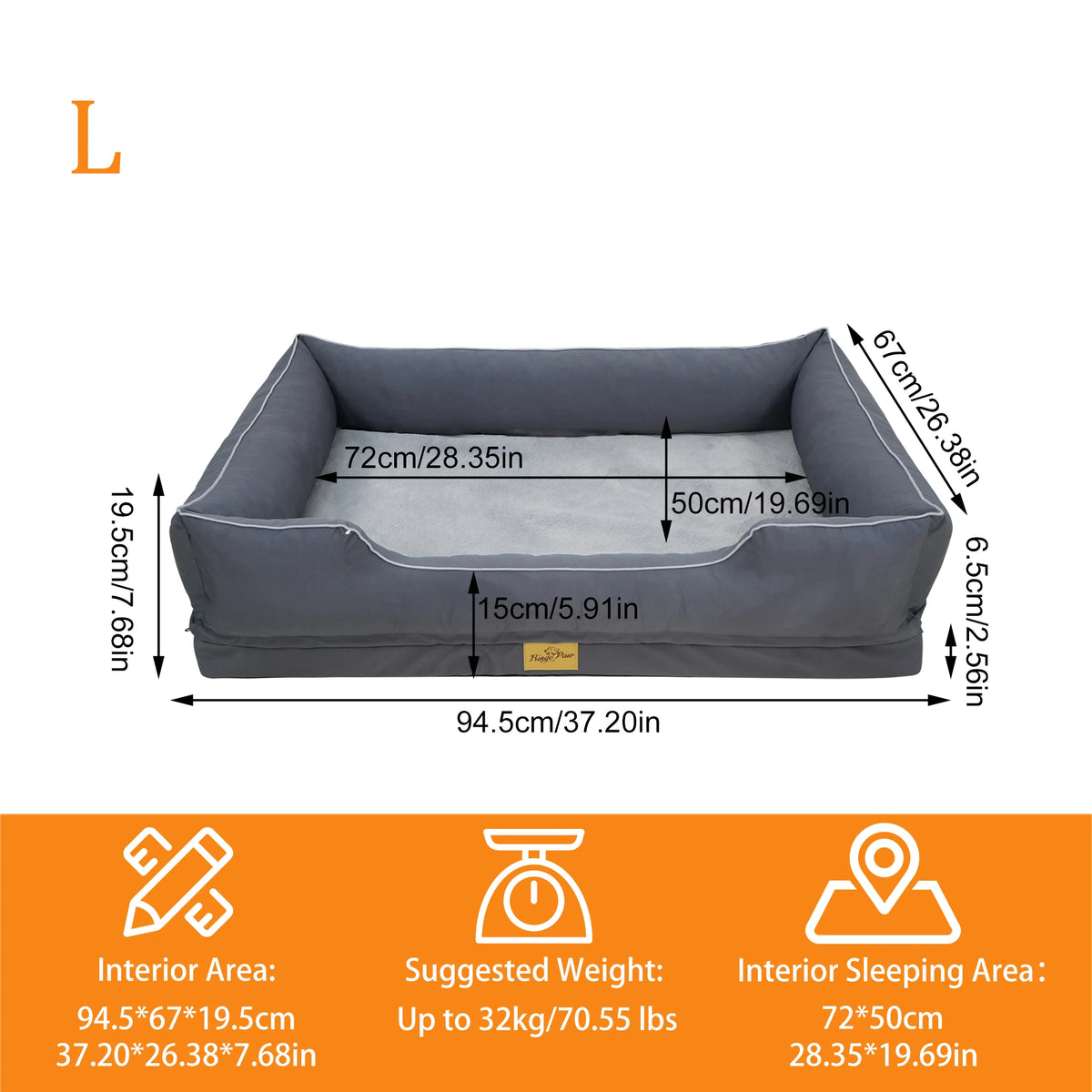 BINGOPAW Orthopedic Dog Bed With Waterproof Lining