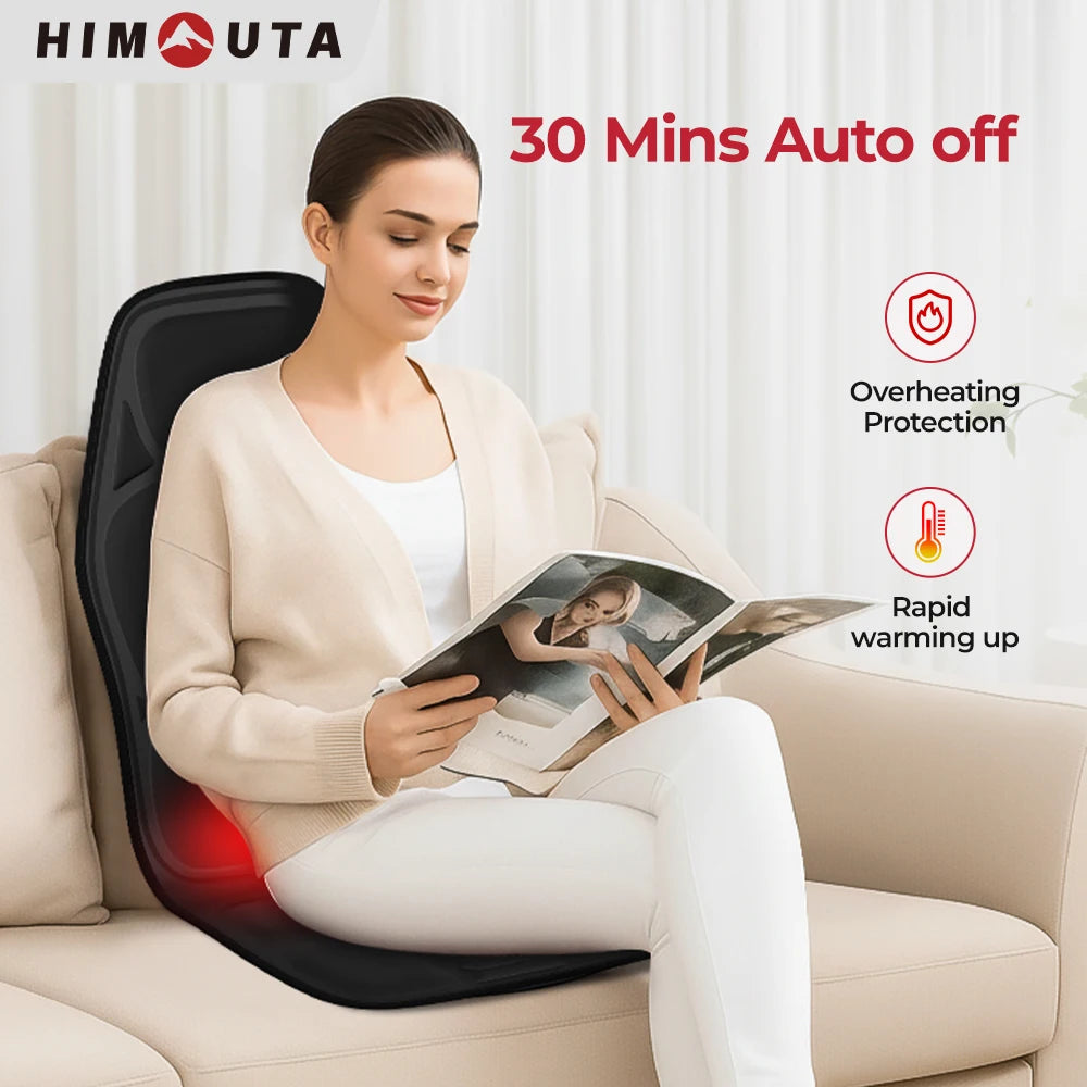 Himouta Heated Vibrating Back Massager Cushion For Lumbar And Neck