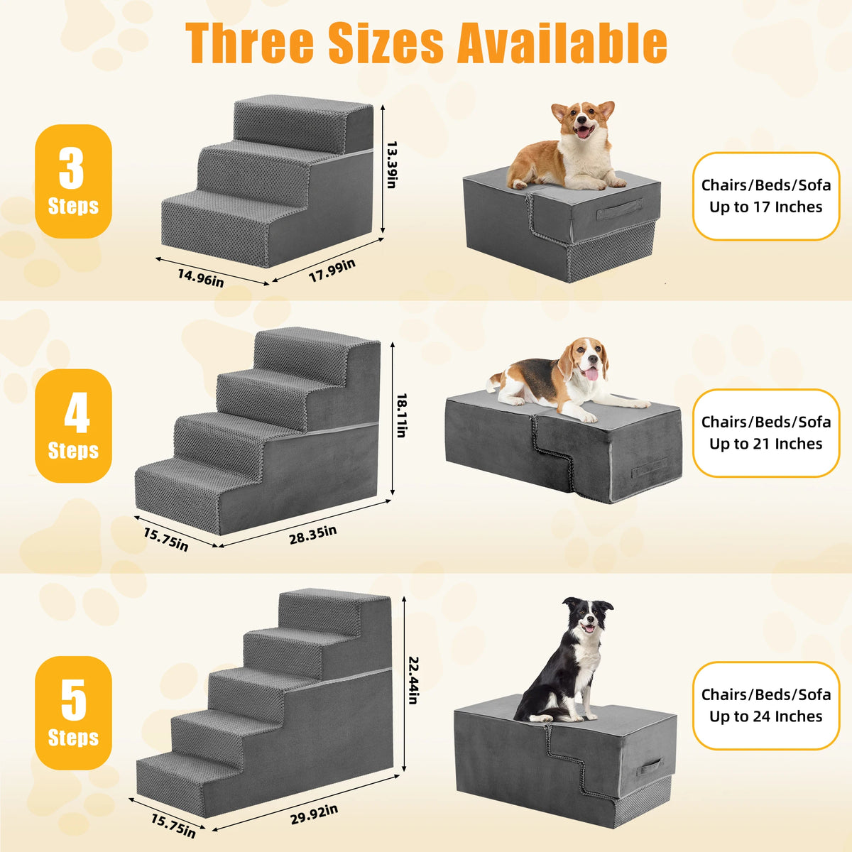 Premium Curved Foam Dog Stair Ramp For Small Pets Indoor