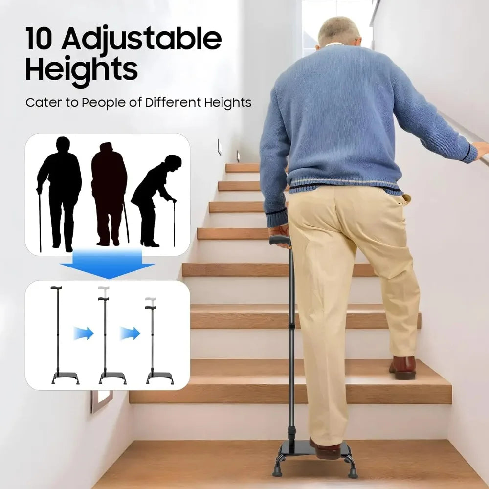 Aluminum Stair Climbing Cane With Adjustable Height Design