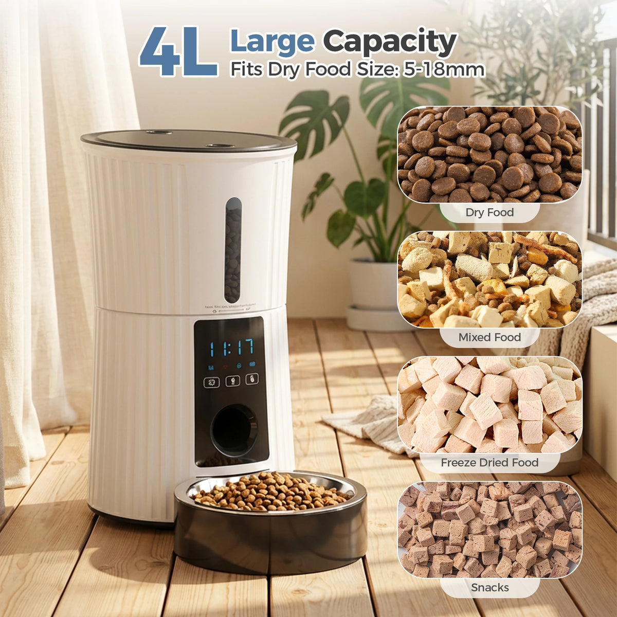 JHK WiFi Automatic Cat Feeder With App Control Dual Power