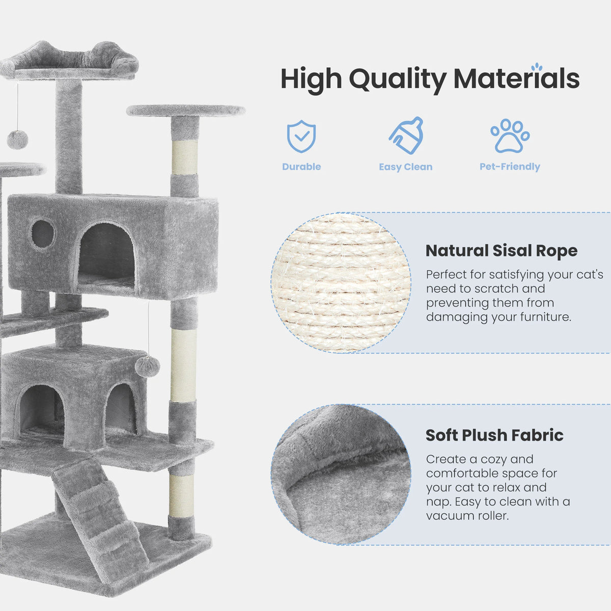 MCQ 54 Inch Indoor Five Tier Cat Tree With Sisal Posts