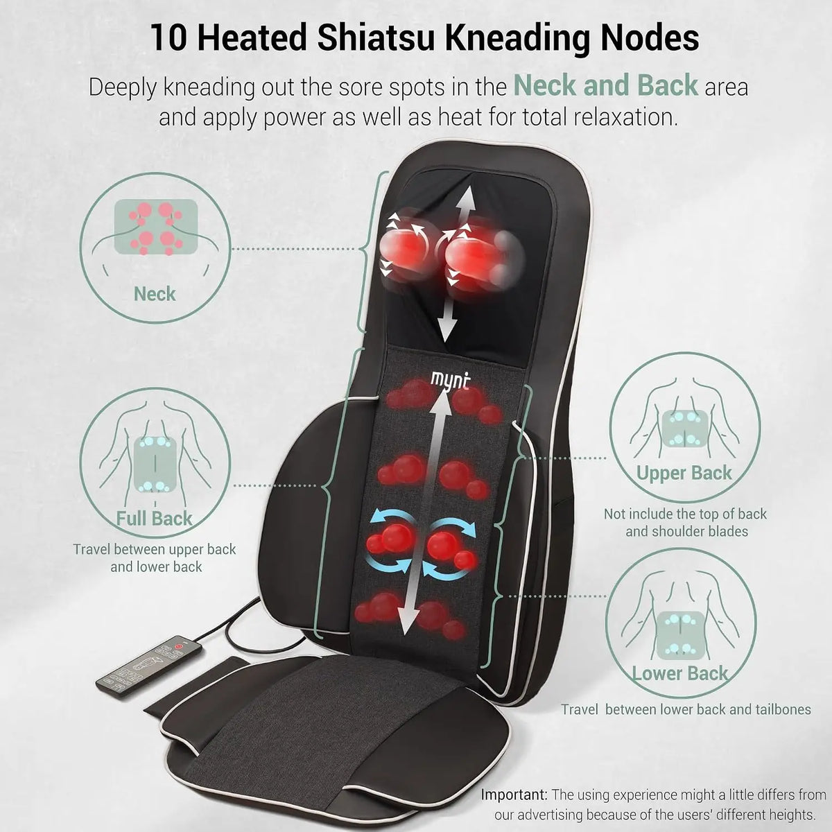 Shiatsu Neck And Back Massager With Heat For Chairs
