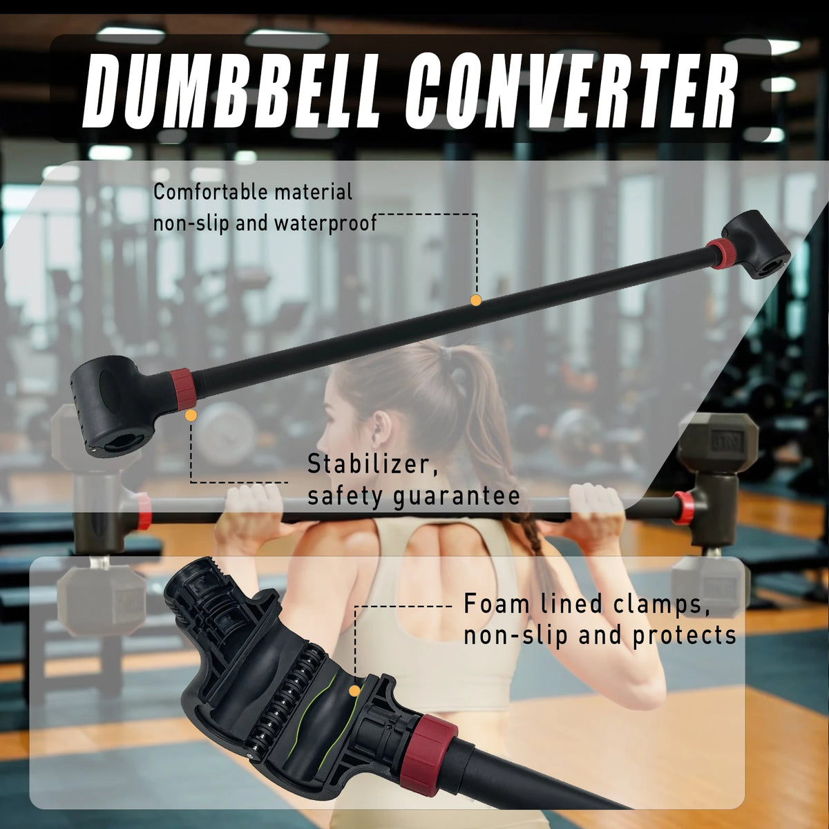 MARSAFIT Adjustable Dumbbell Converter Barbell and Kettlebell Set for Home Fitness