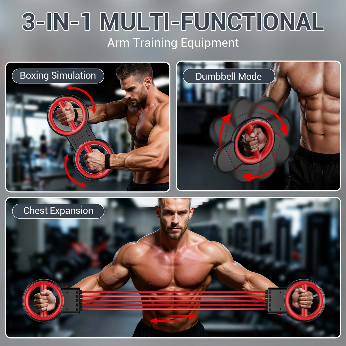 Three In One Portable Upper Body And Forearm Strength Trainer