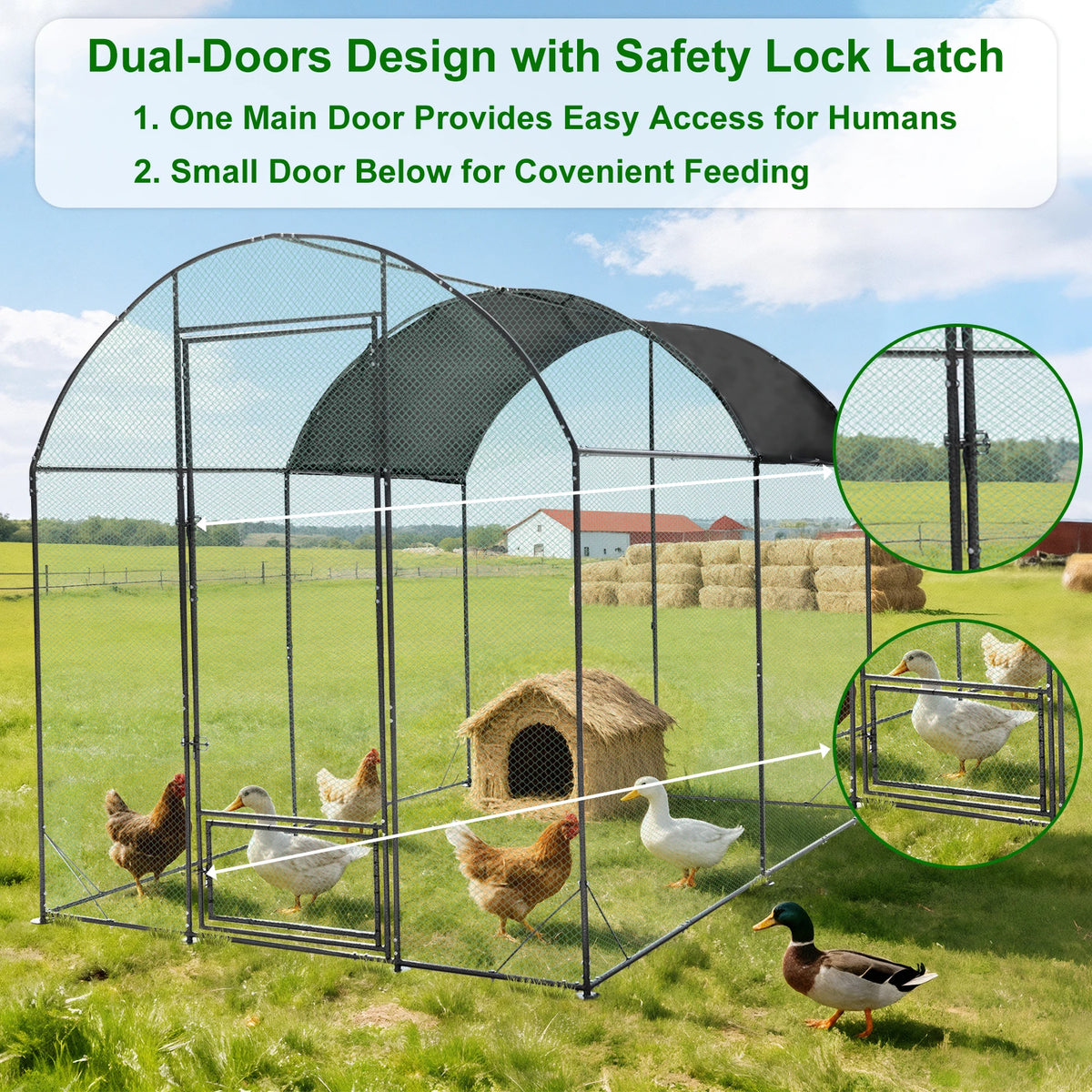 BORWART Walk-In Chicken Coop Cage With Nylon Netting