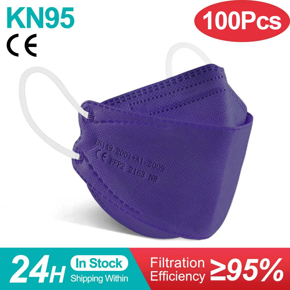 Adult KN95 Fish FFP2 Respirator Face Mask Four Layer Protection