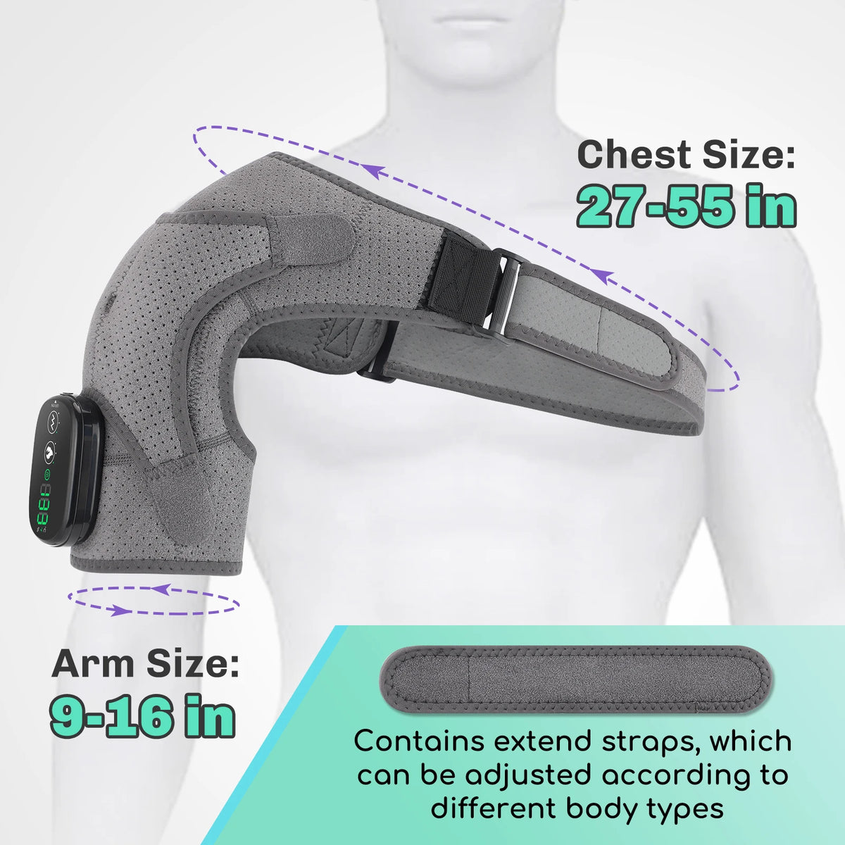 Hailicare Cordless Heating Shoulder Massager With Vibration Support Belt