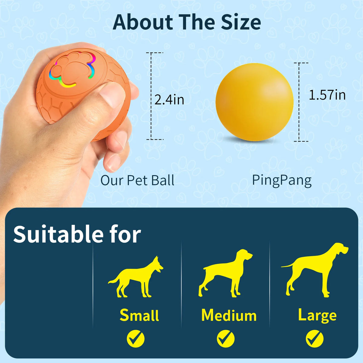 Automatic Rolling Interactive Dog Toy Ball With Glowing Lights