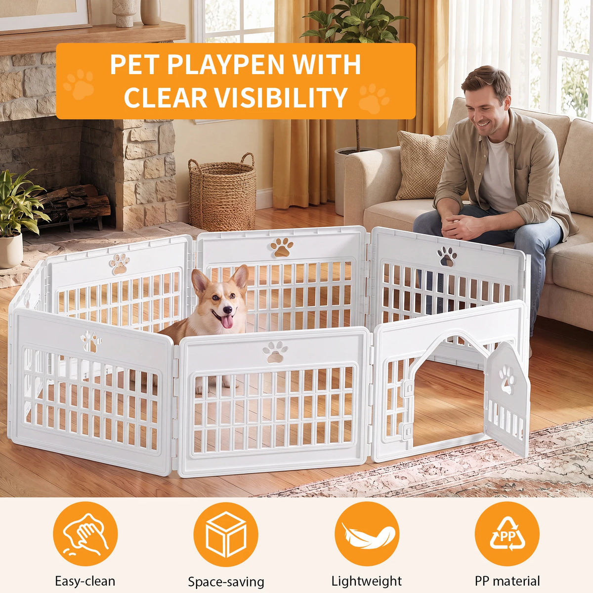 MCQ Expandable Plastic Dog Playpen for Indoor and Outdoor Use