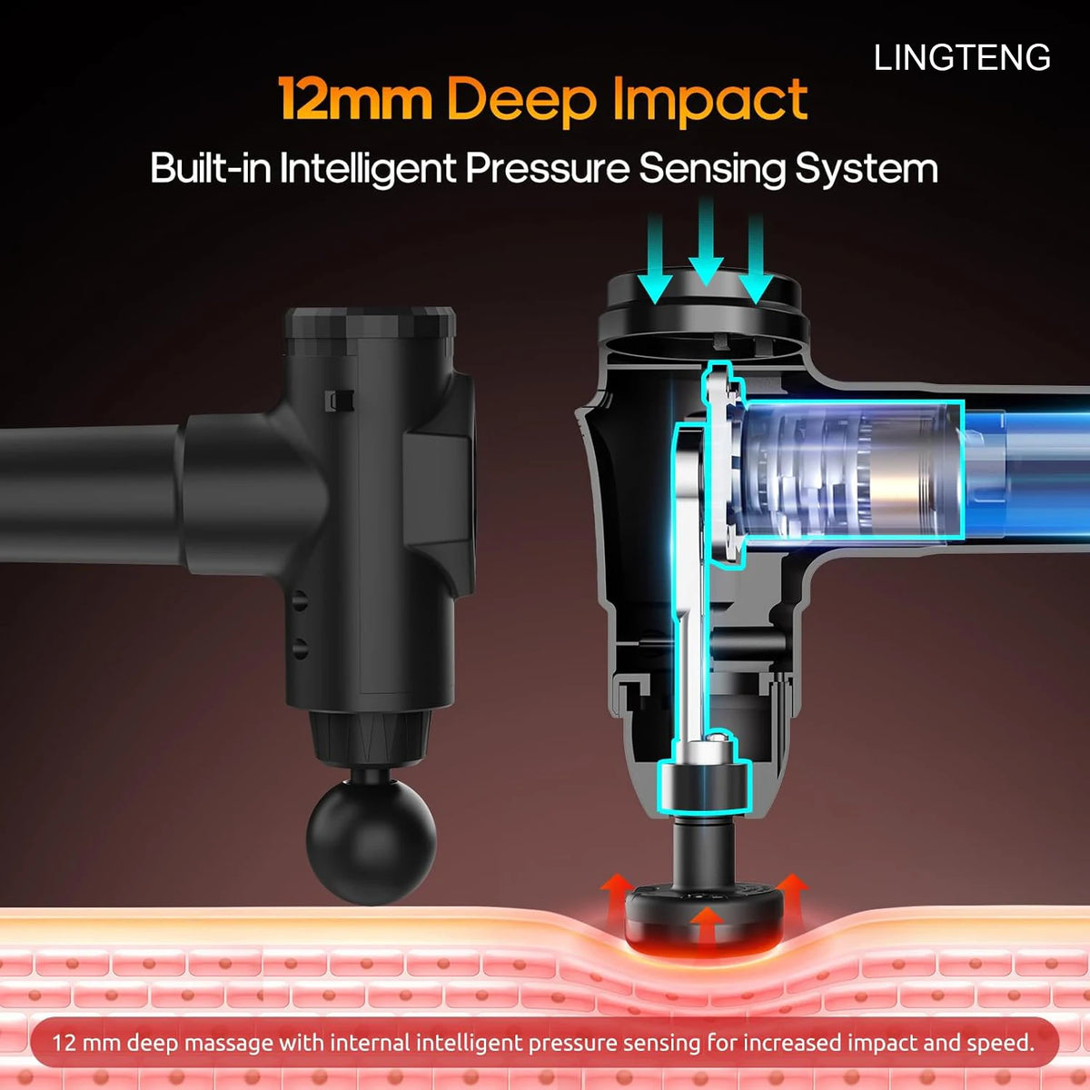Lingteng Deep Tissue Percussion Massage Gun With Muscle Recovery