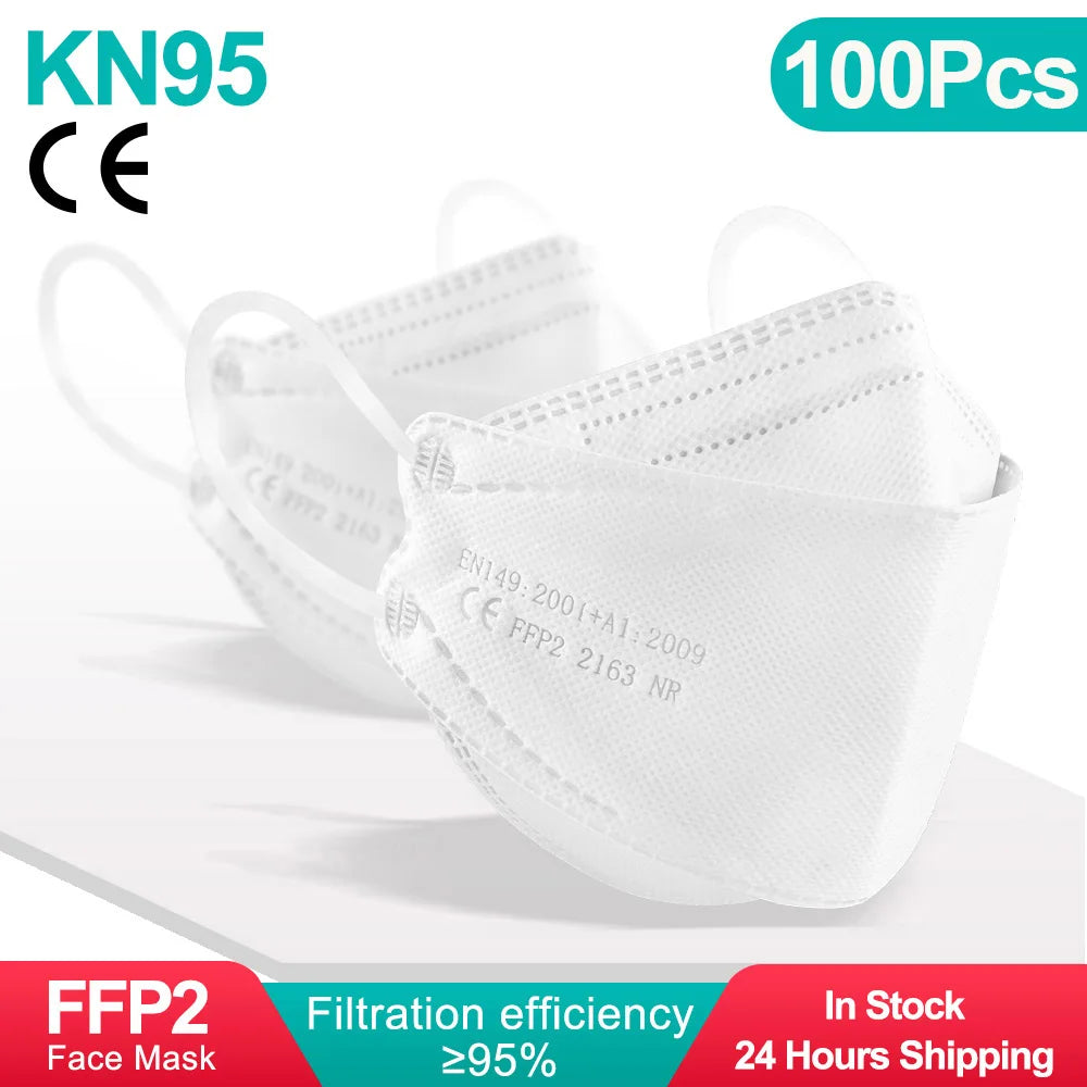 Adult KN95 Fish FFP2 Respirator Face Mask Four Layer Protection