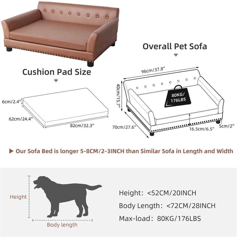 Borwart Heavy Duty Pet Sofa Bed Raised Dog Cat Couch