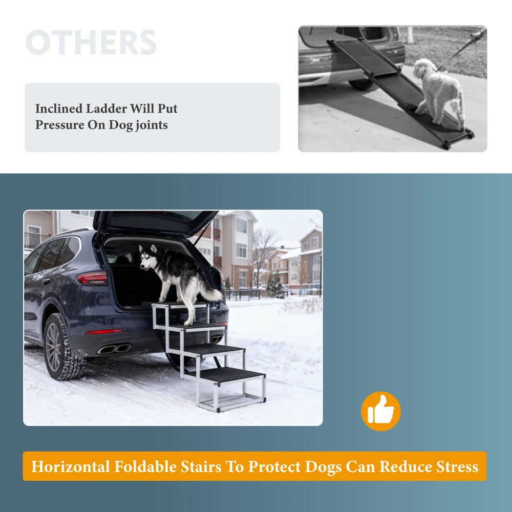 LISM Lightweight Foldable Dog Ramp 250 Lb Heavy Duty Ladder