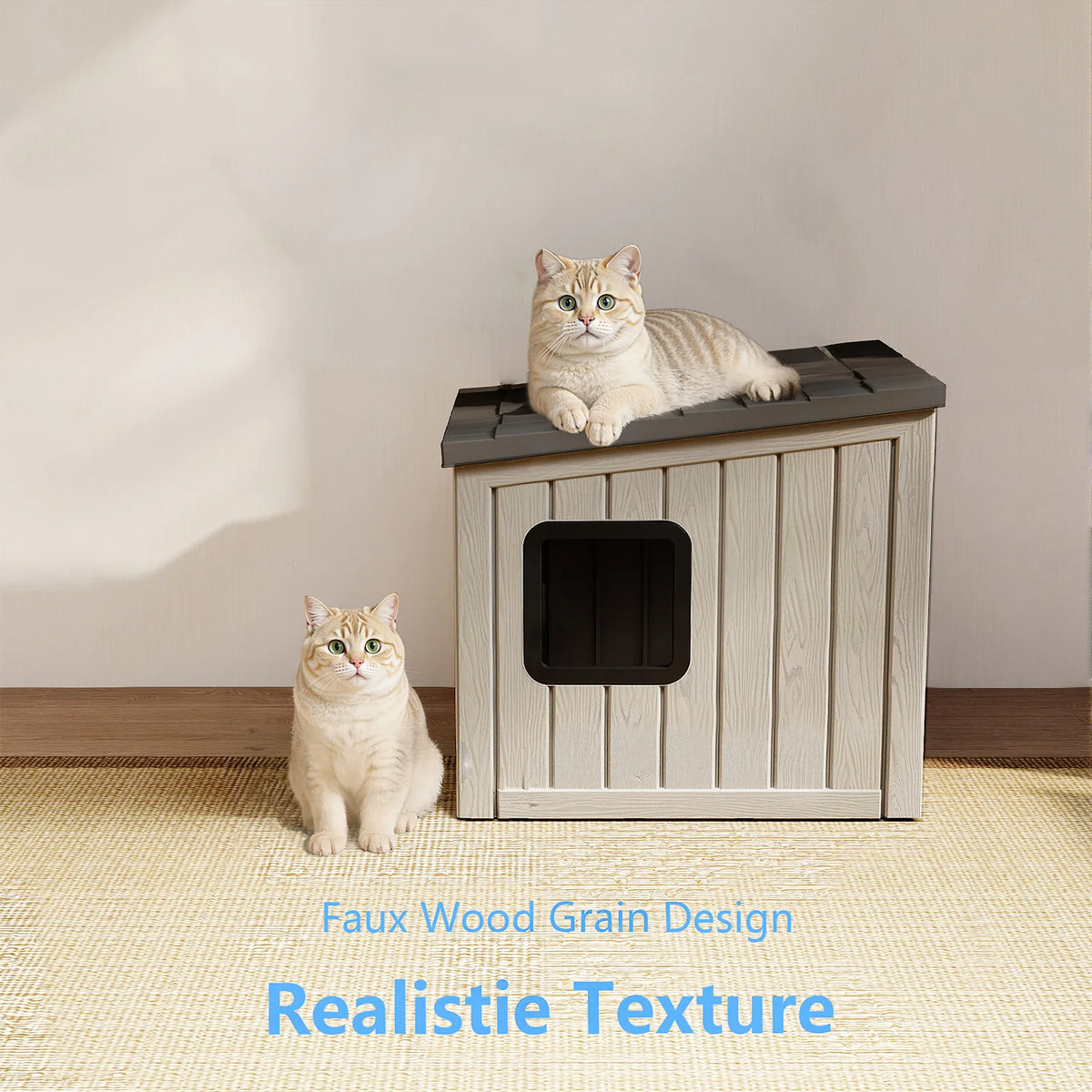 Sloped Roof Plastic Pet Cabin Waterproof Indoor Outdoor Cat Shelter
