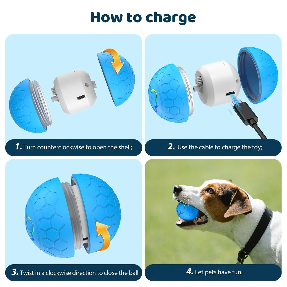 Automatic Rolling Interactive Dog Toy Ball With Glowing Lights